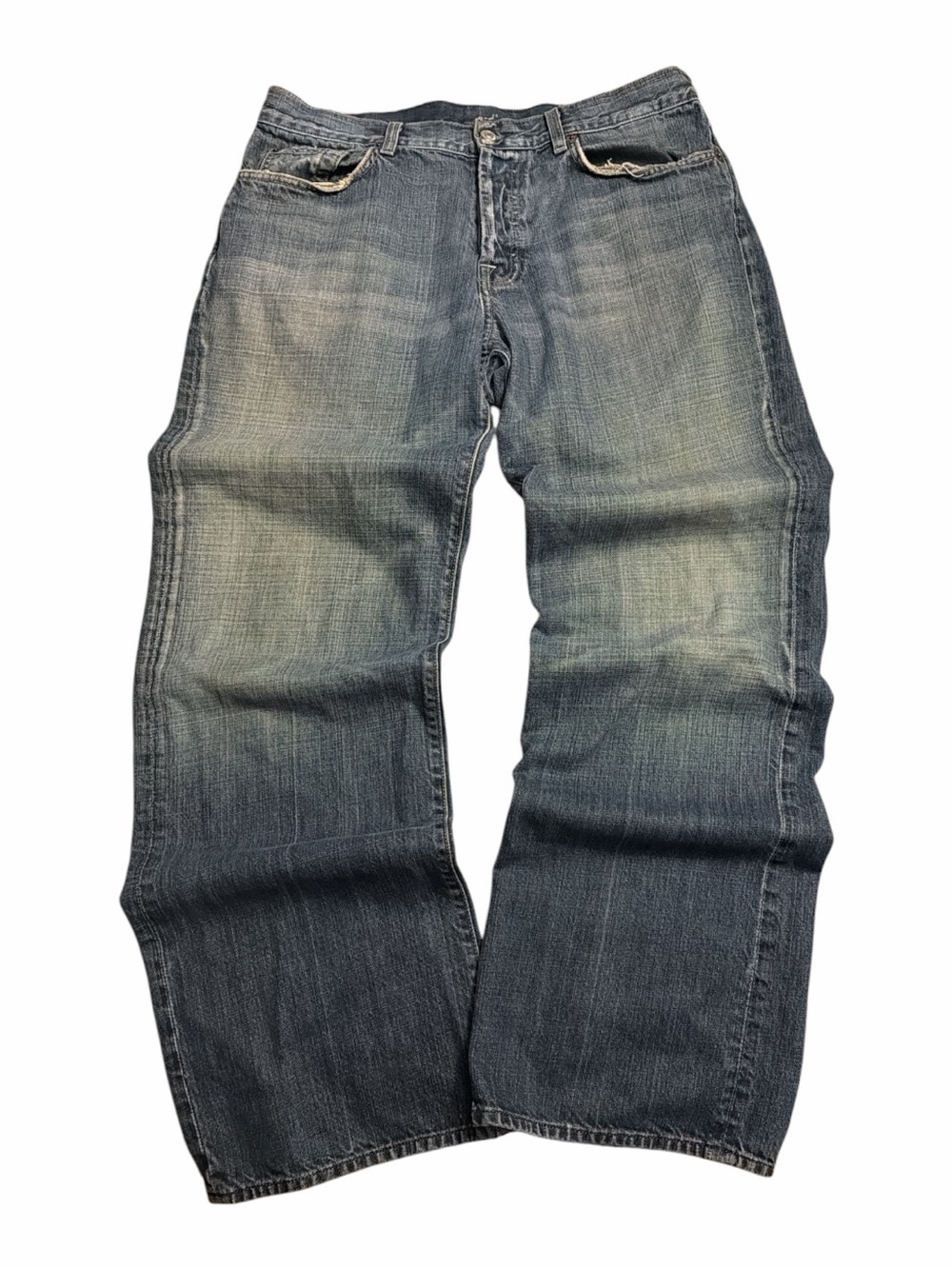 Vintage 90s Y2K 7 For All Mankind Baggy Oversized Grunge Distress Wide Leg Jeans
